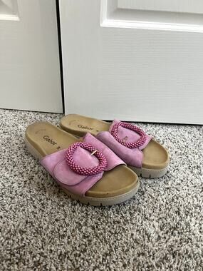 Gabor Womens 63.745 Pink Platform Slide Sandals Size 39/8.5